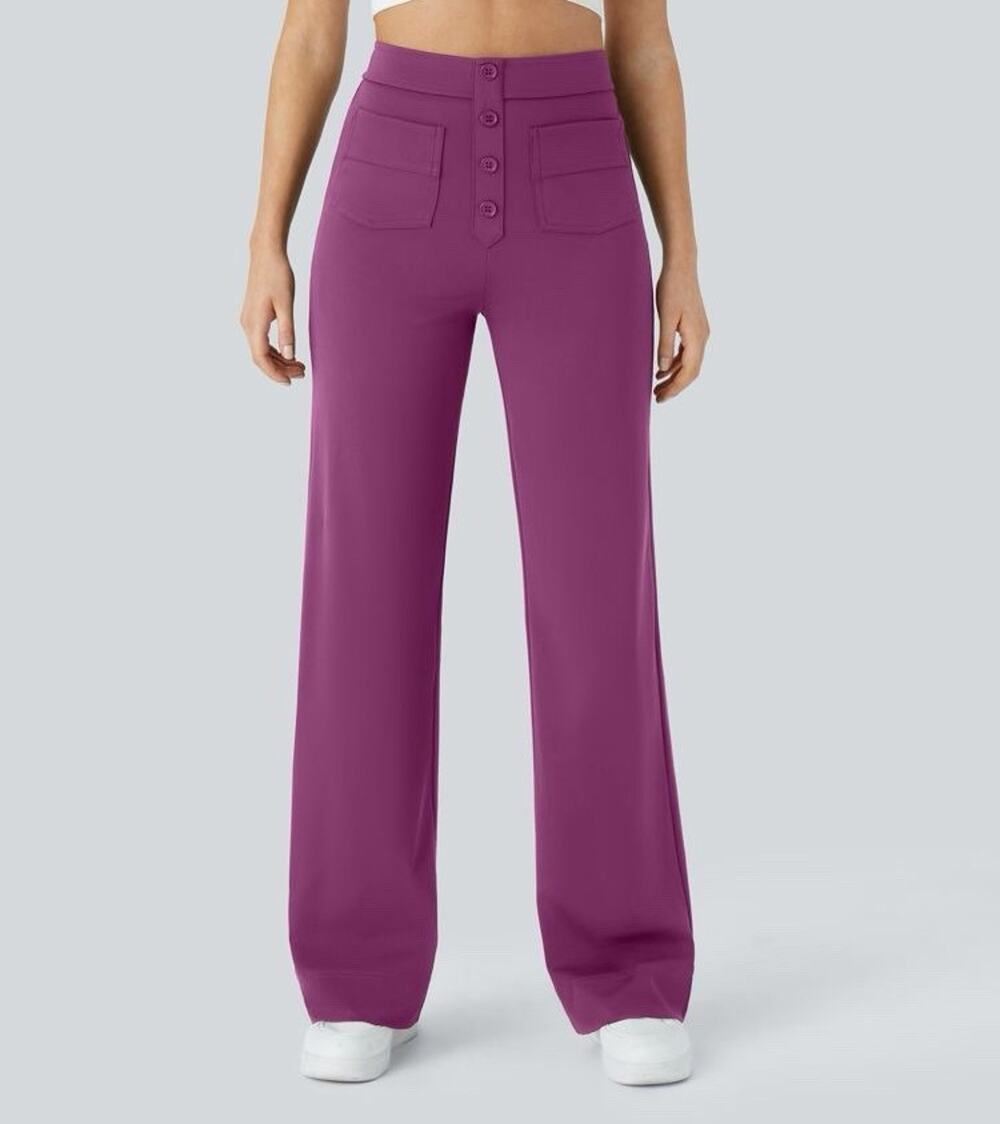 DayStretch High Waisted Pockets Straight Leg Casual Pants M